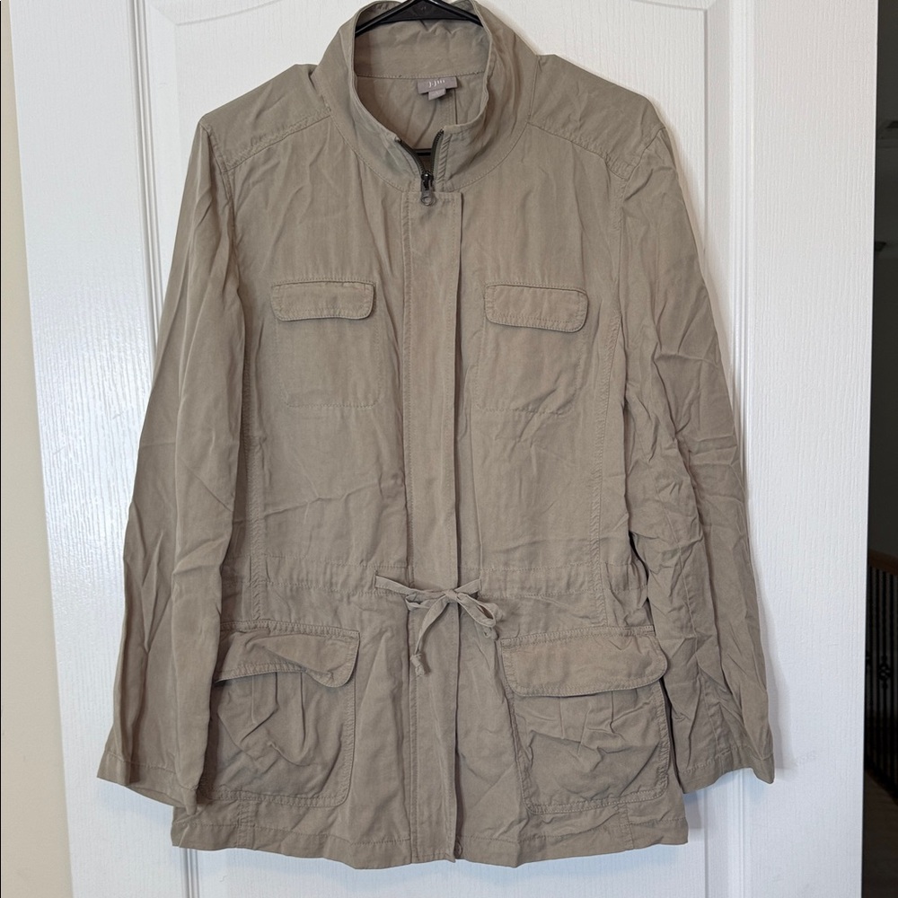 J Jill Tencel Utility Jacket Tan Large